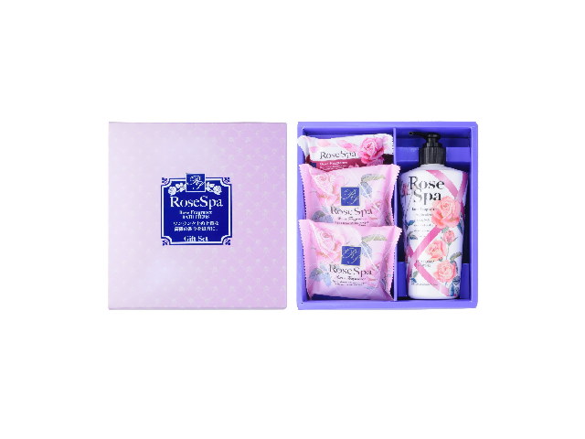 123300 CLOVER ROSE SPA SET: Набор Роза SPA: Мыло туалетное косметическое Роза, 80г*2 шт., 30г*1 шт, Жидкое мыло для тела Роза, 250 мл