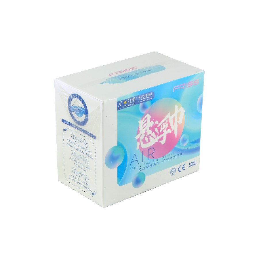 363503 FRISS Sanitary Pad Air Feeling Премиальные гигиенические прокладки для женщин, дневные (Чип 5 в 1 с турмалином, наносеребром и полифенолами чая), 8шт/уп, 245 мм, 3 капли 
