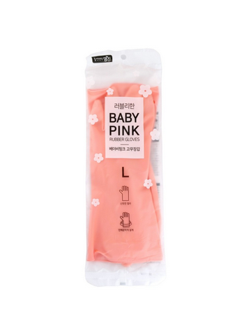 472606 RUBBER GLOVE MJ PINK L Перчатки латексные хозяйственные розовые, размер L, 33см*21,5см