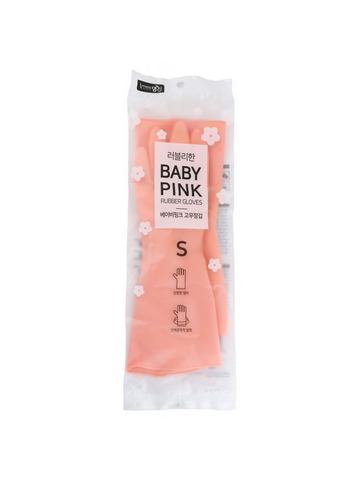 472620 RUBBER GLOVE MJ PINK S Перчатки латексные хозяйственные розовые, размер S, 33см*19см